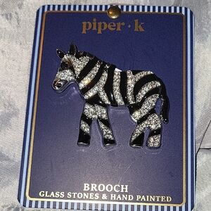 Piper K Zebra Brooch with Glass Stones